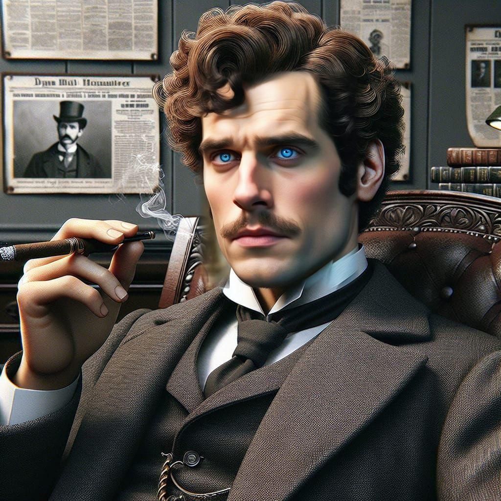 A highly visible masterpiece of  Sherlock Holmes from the 1897s British Victorian era, who looks 100 per cent identical ...