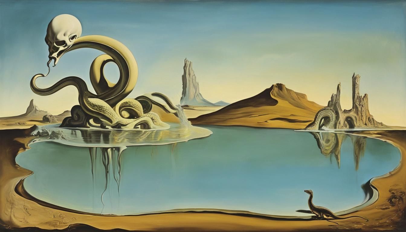 Surrealist Snakes: Salvador Dali Inspired Oil Painting