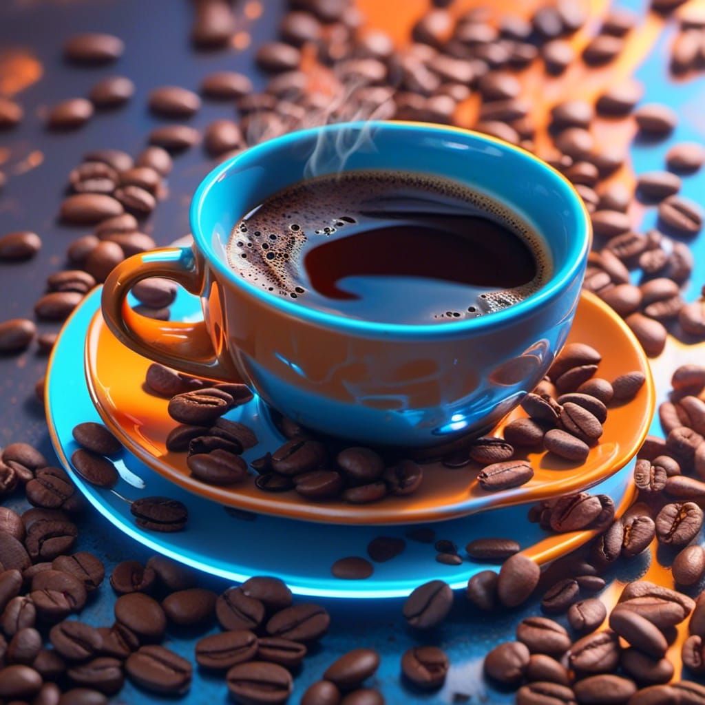 Sci-Fi Coffee Bean Illustration in Digital Art Style