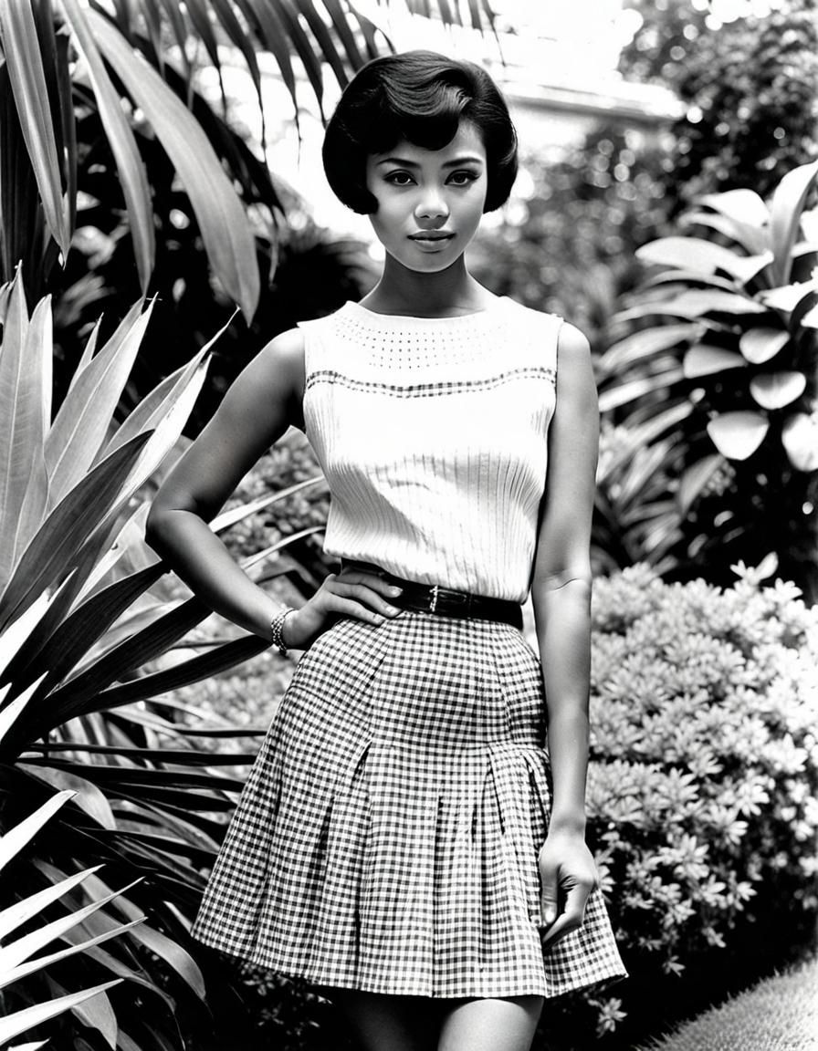 1960s Indonesian Woman in Tropical Garden Photo