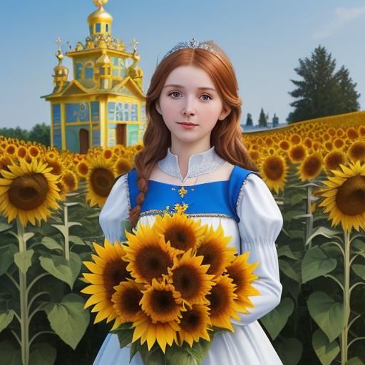 Princess Anna of Kyiv with Sunflowers and Chapel