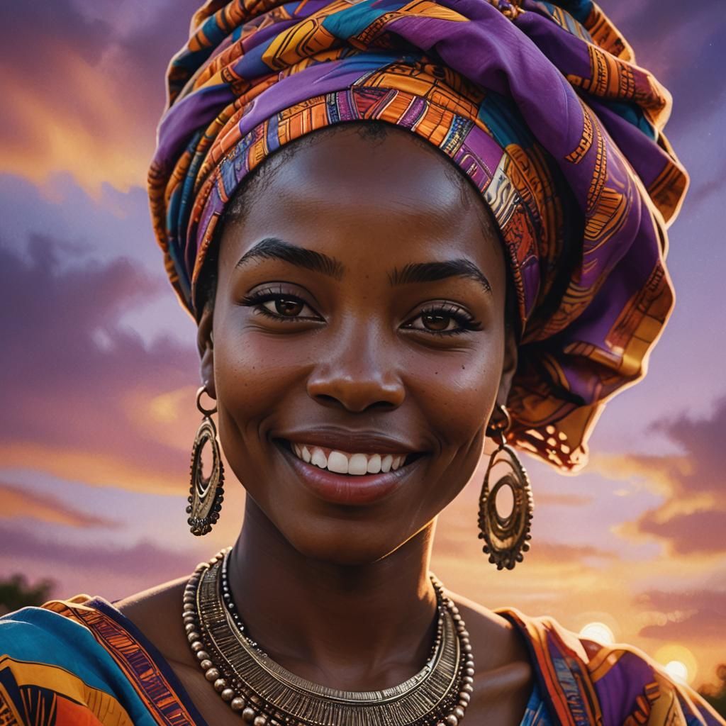 Hyper-Realistic Portrait of Smiling African Woman