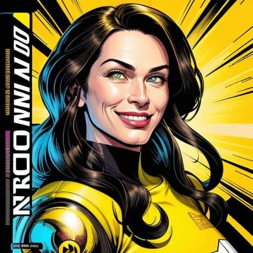 Smiling Face with Yellow Background in Comic Book Style