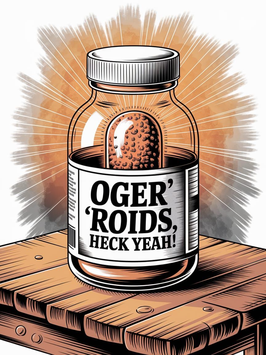 Ogre Steroids in Whimsical Medical Bottle, Wadim Kashin Art