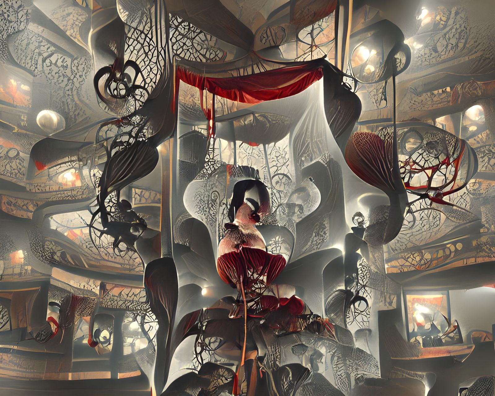 Macabre Crimson Theater with Steampunk Magic