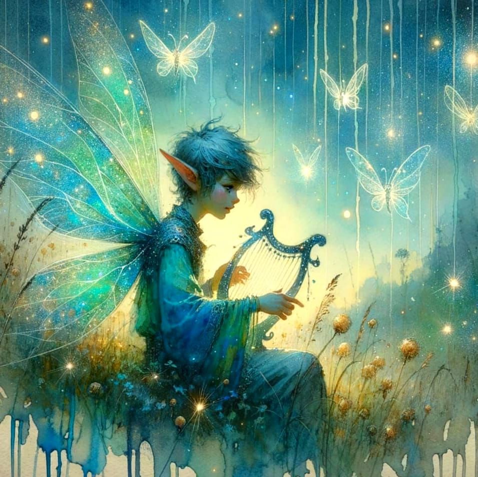 Ethereal Fairy Boy in Impressionist Watercolour