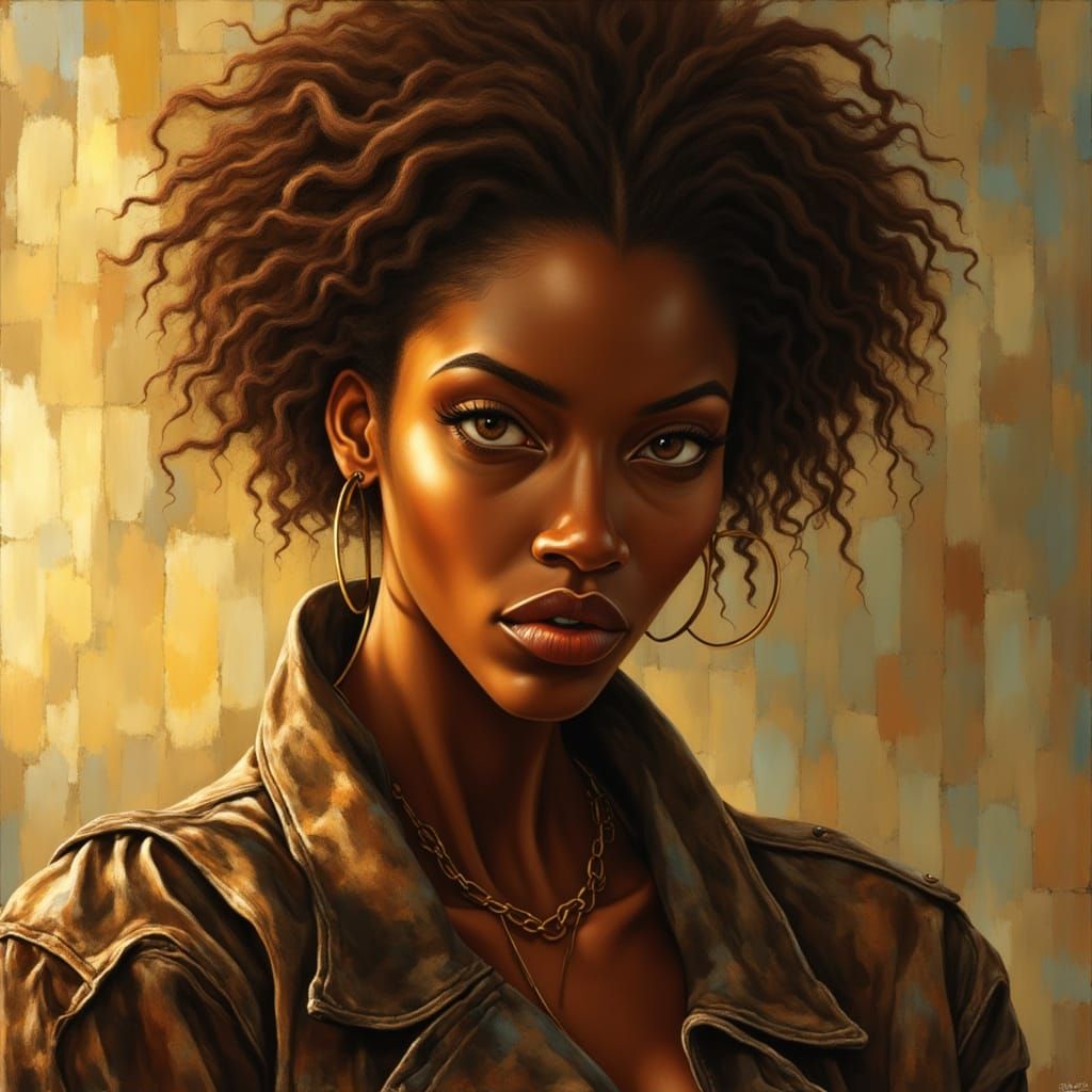 Striking Portrait of Woman in Detailed Matte Painting