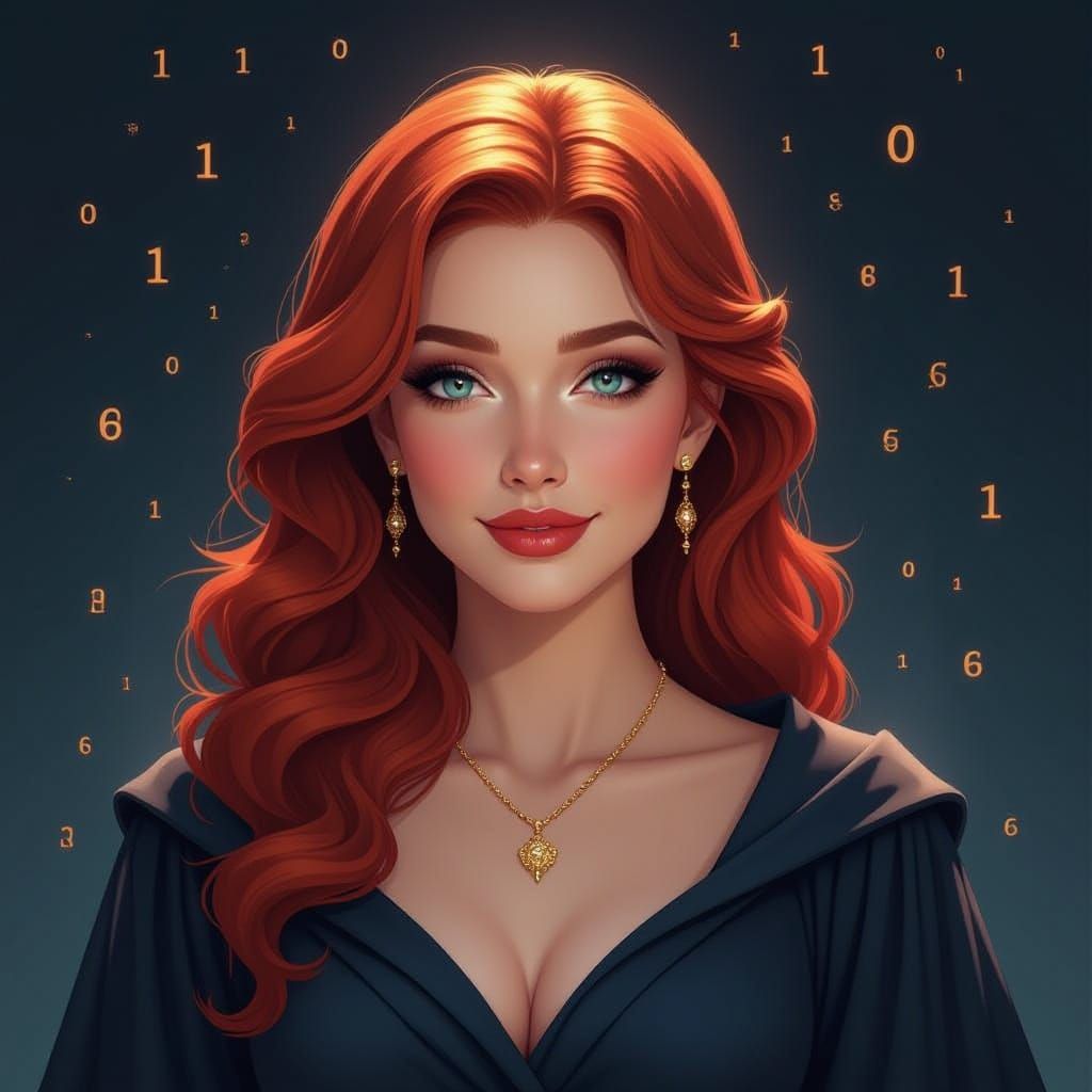 Voluptuous Philosopher of Data, Glowing with Digital Energy