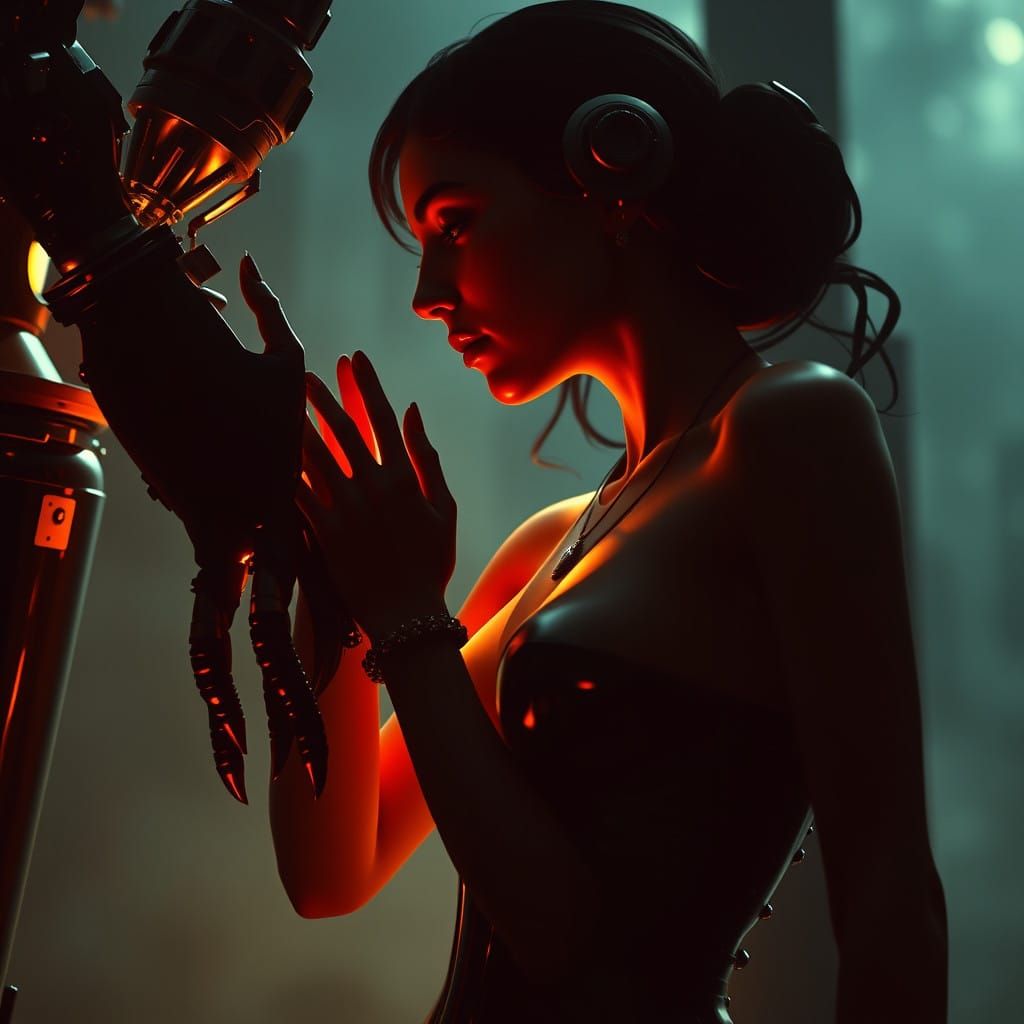 Futuristic Goddess Lulls Mortal into Dreamland in a Matisse-...