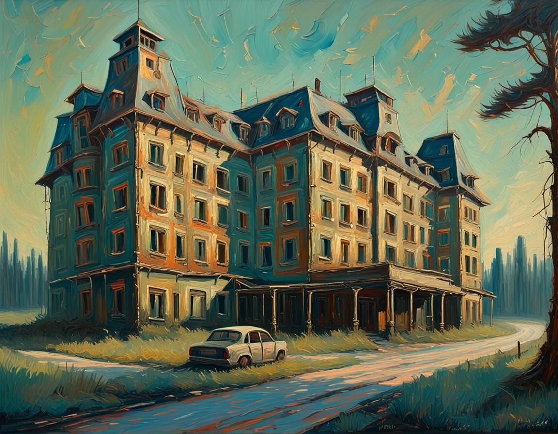 Post-Apocalyptic Hotel: Impasto Oil Painting