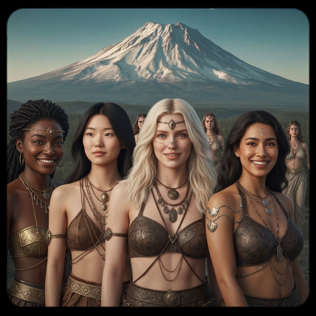 Diverse Women as Goddesses in Cinematic Film Still