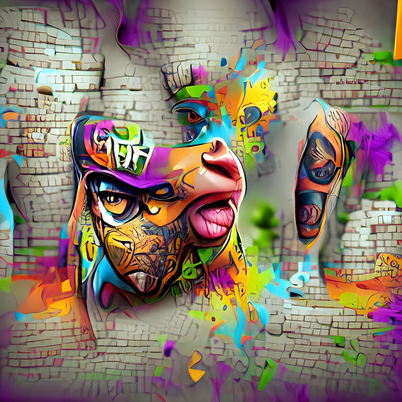 Graffiti Hip Hop Ape Face in Pop Art Style