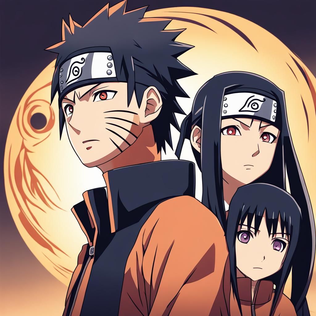 Naruto, Hinata, and Itachi in Anime Style