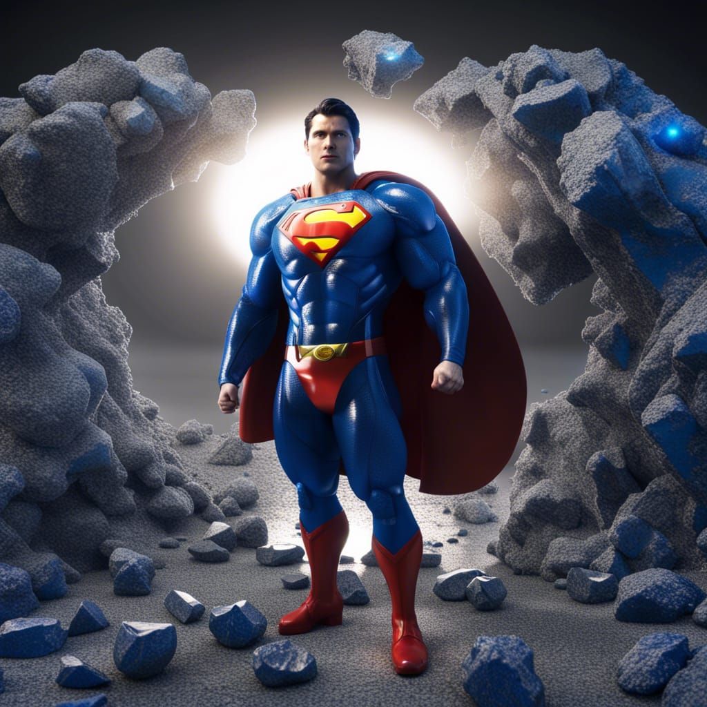 Superman in Metal Suit: 3D Rendered Sci-Fi Art