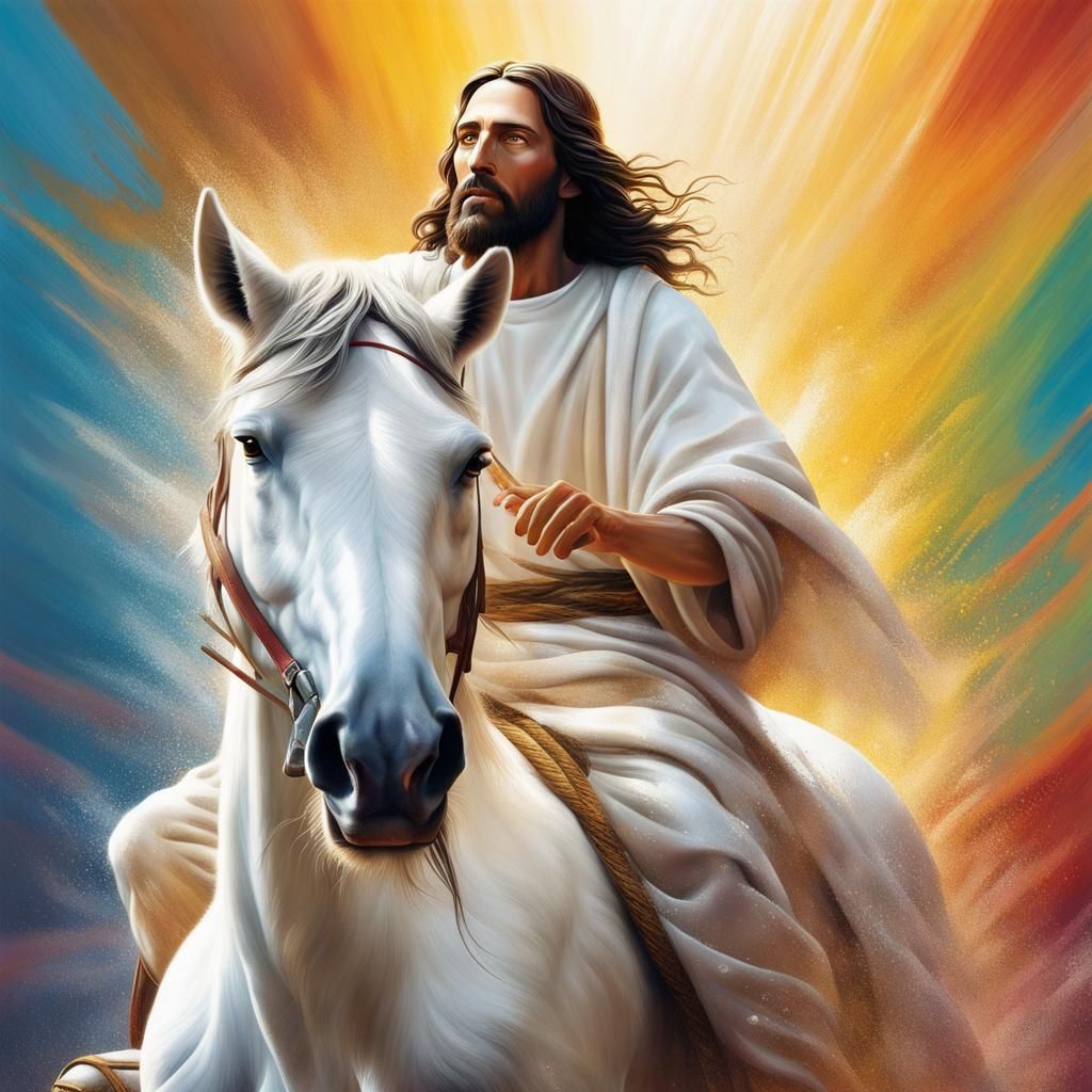 Jesus Christ on White Horse: Hyperrealistic Art