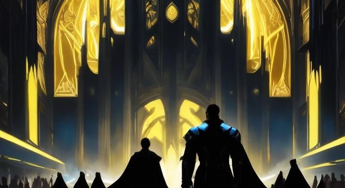 Epic Space Opera Cover Art in Gothic Cathedral