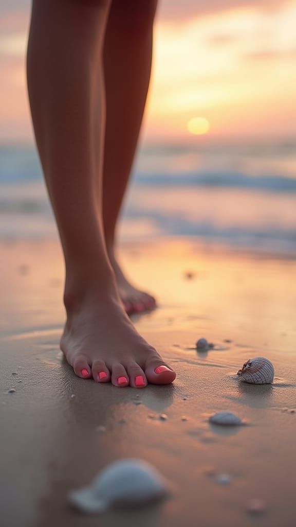 Surreal Beach Portrait in Warm Sunrise Light
