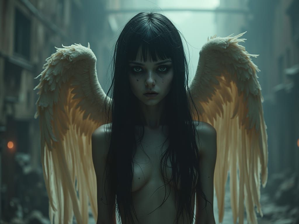 Fallen Angel in Glitched Error Punk World