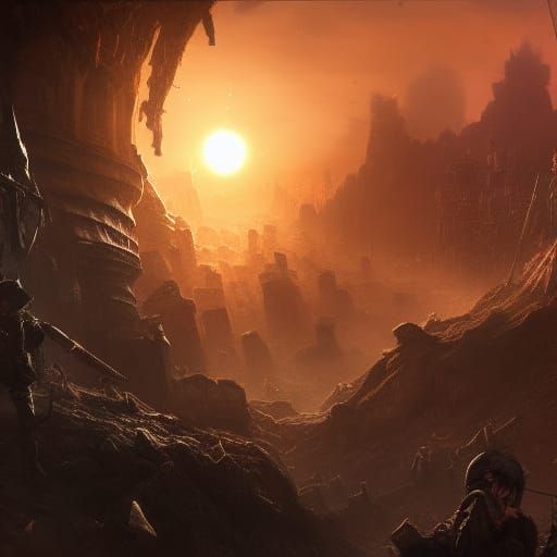 Underground Refuge from the Sun's Hordes: Fantasy Art