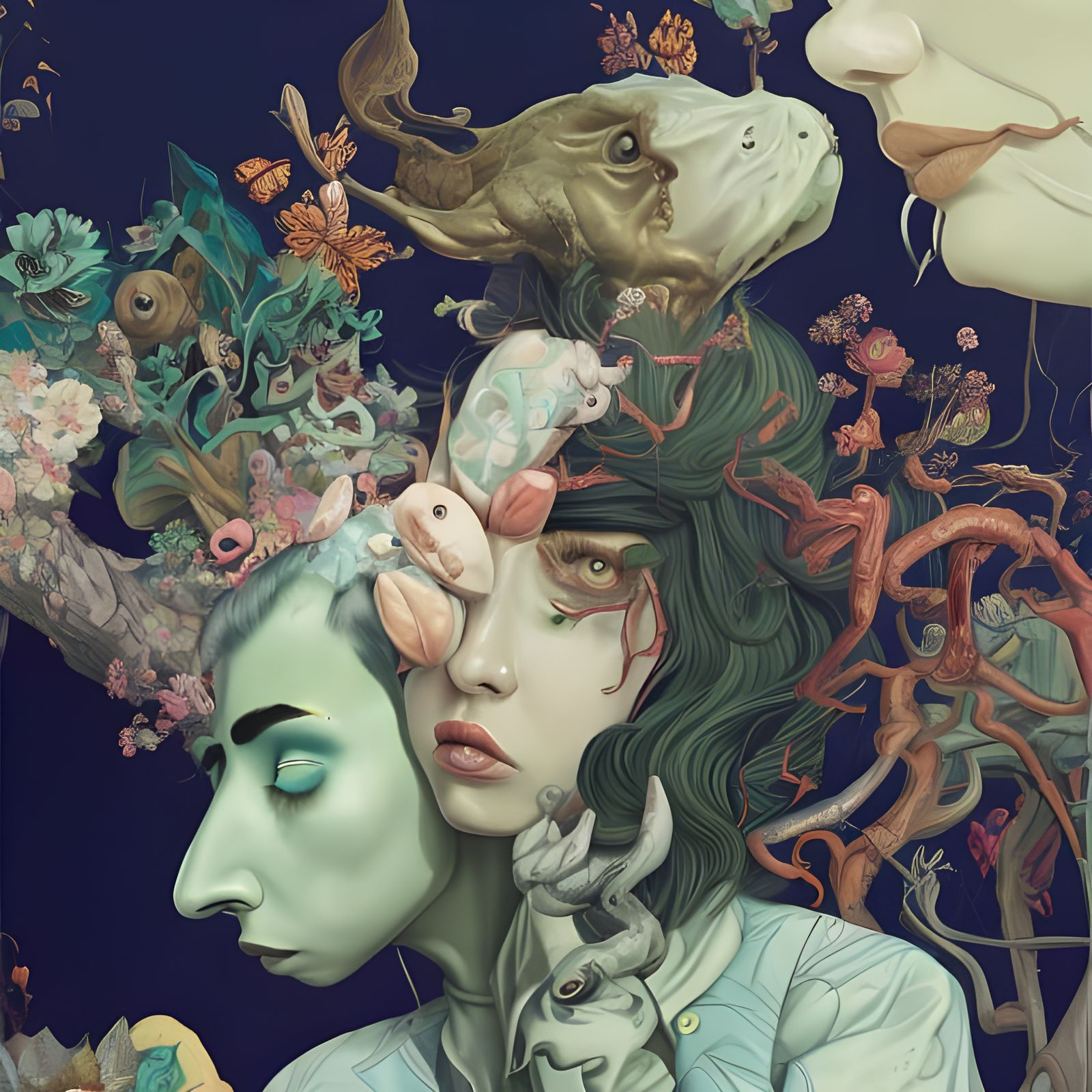 Ornate Fashion Portrait in Surreal Style