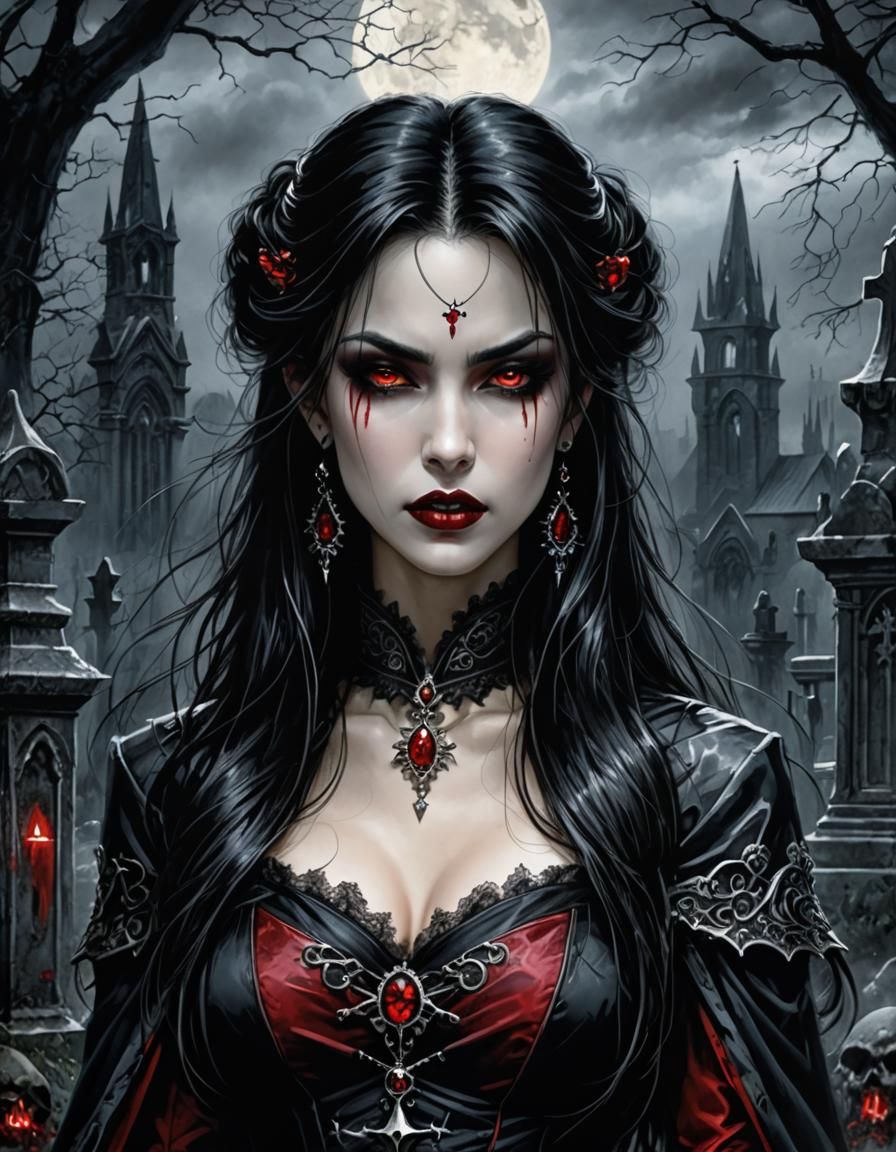 Luis Royo Inspired Vampire Portrait in Graveyard