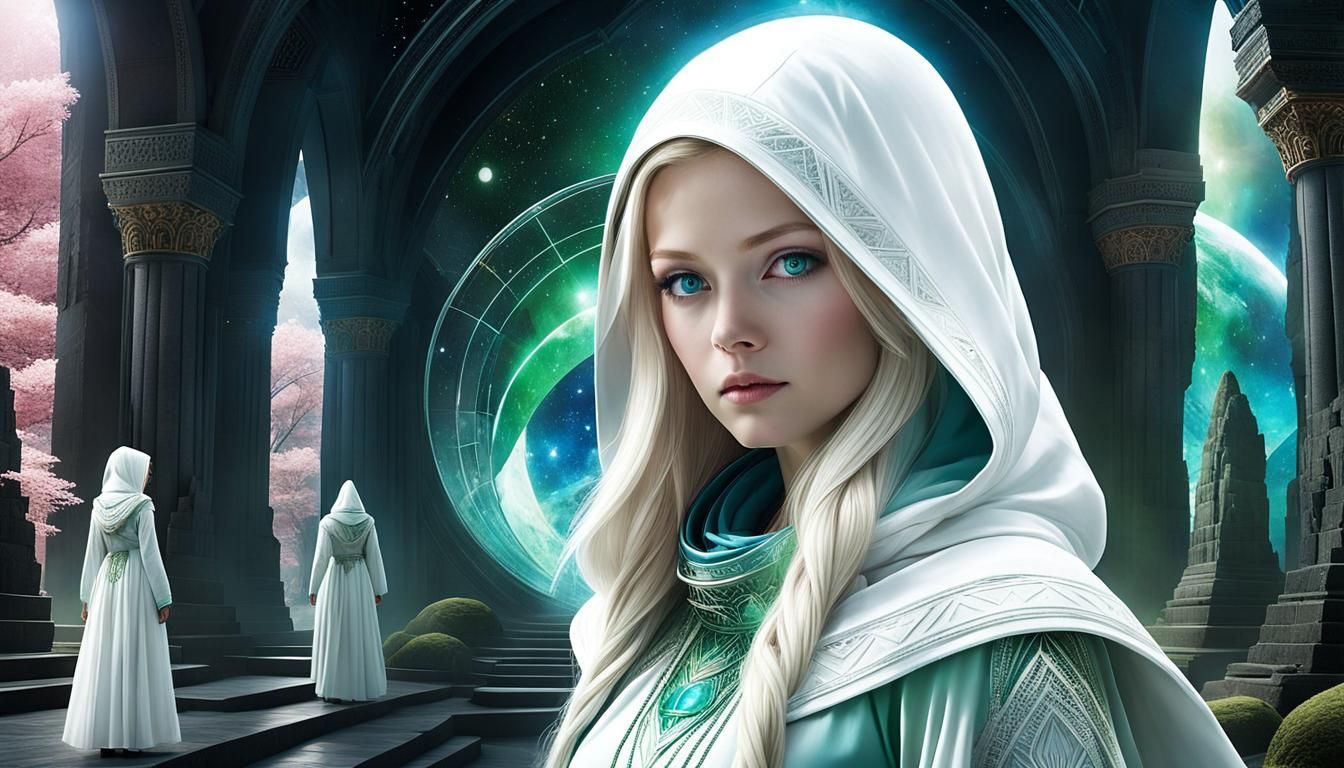 Nordic Woman in Crystal Temple: Fantasy Art
