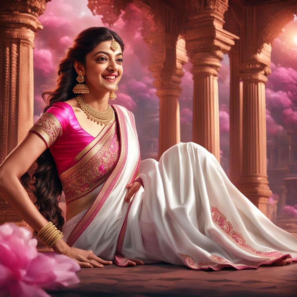 Indian Actress in White Saree: Digital Art