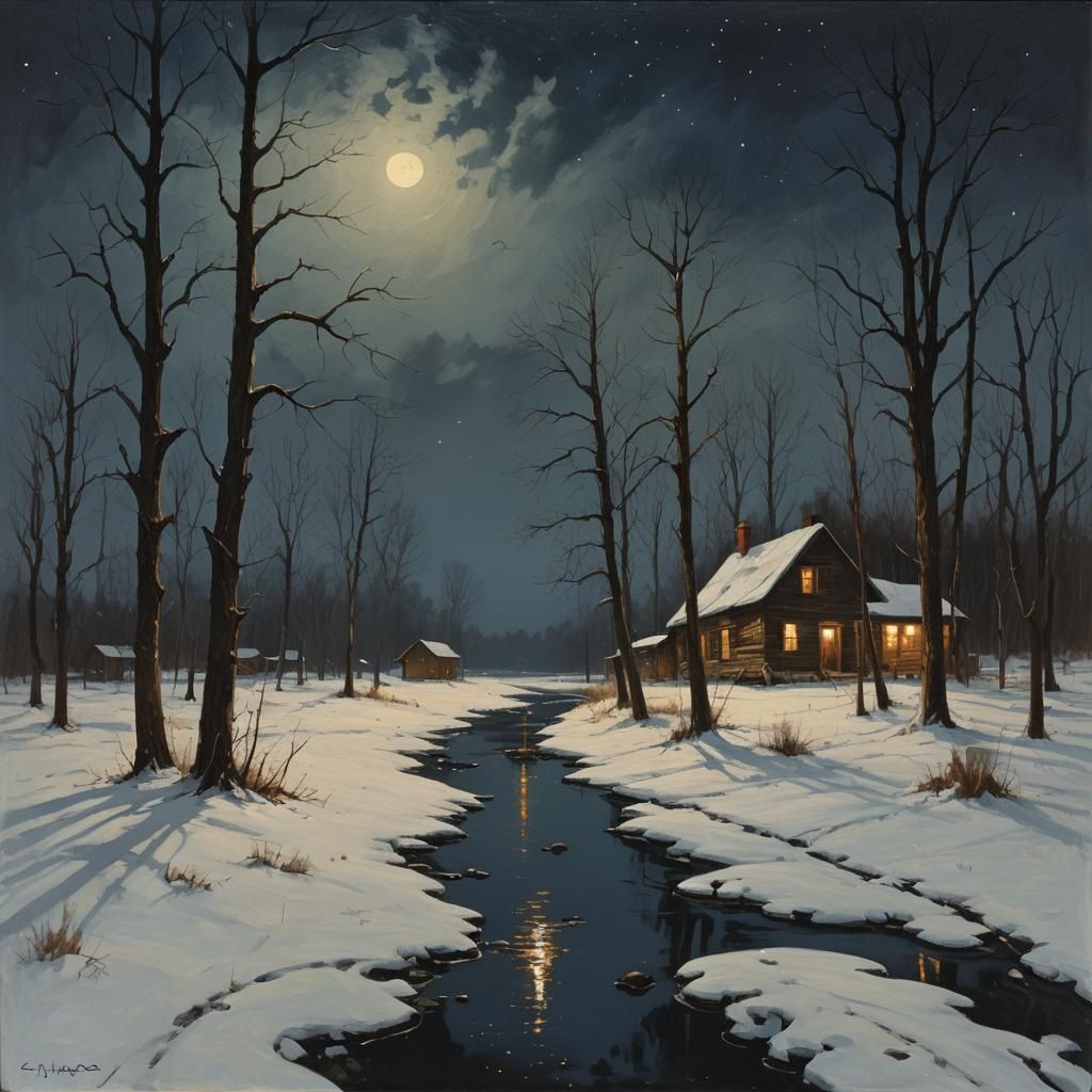 Starless Night: Oil Painting in Gurney Style
