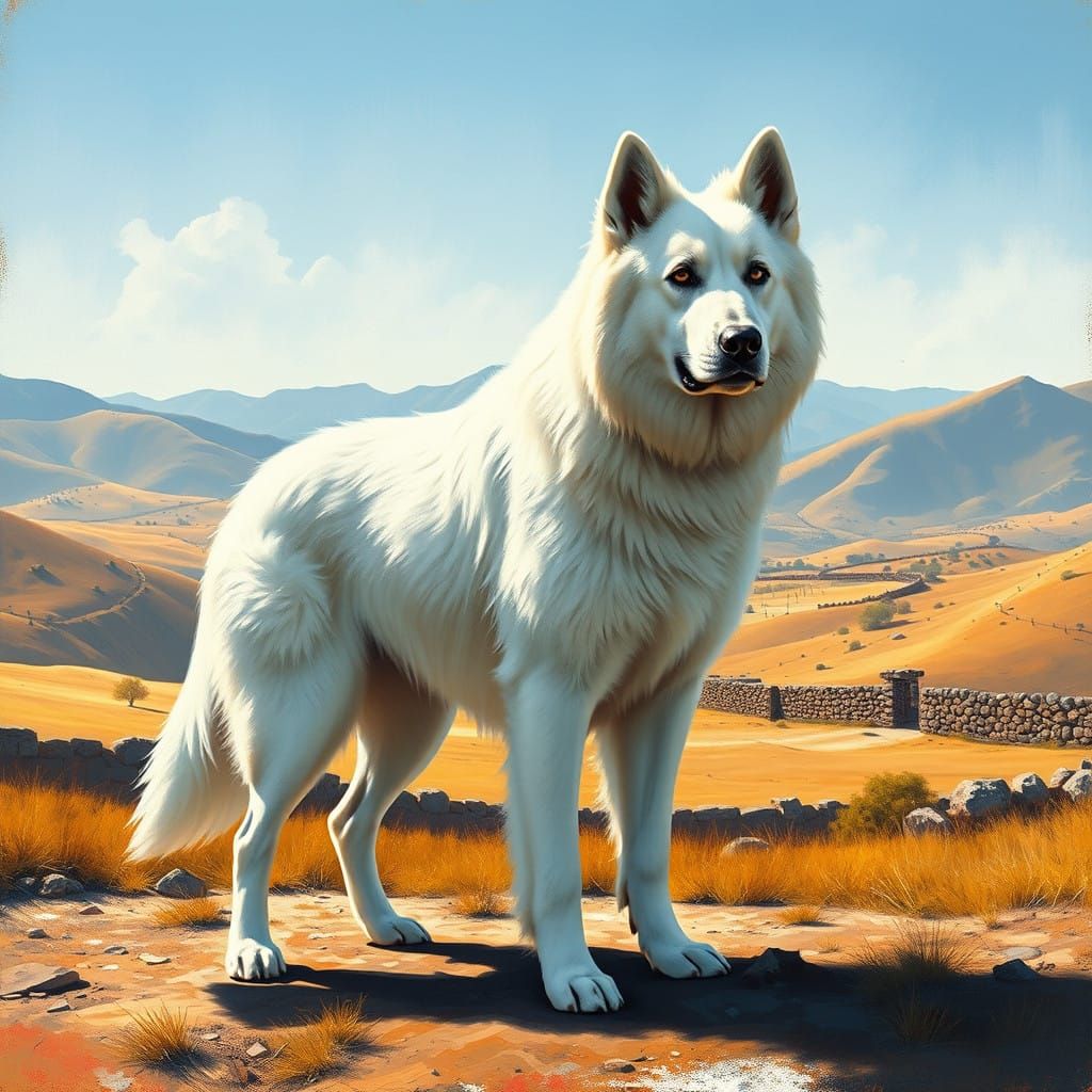 Majestic Karabash Dog in Anatolian Landscape, Turkish Folk A...