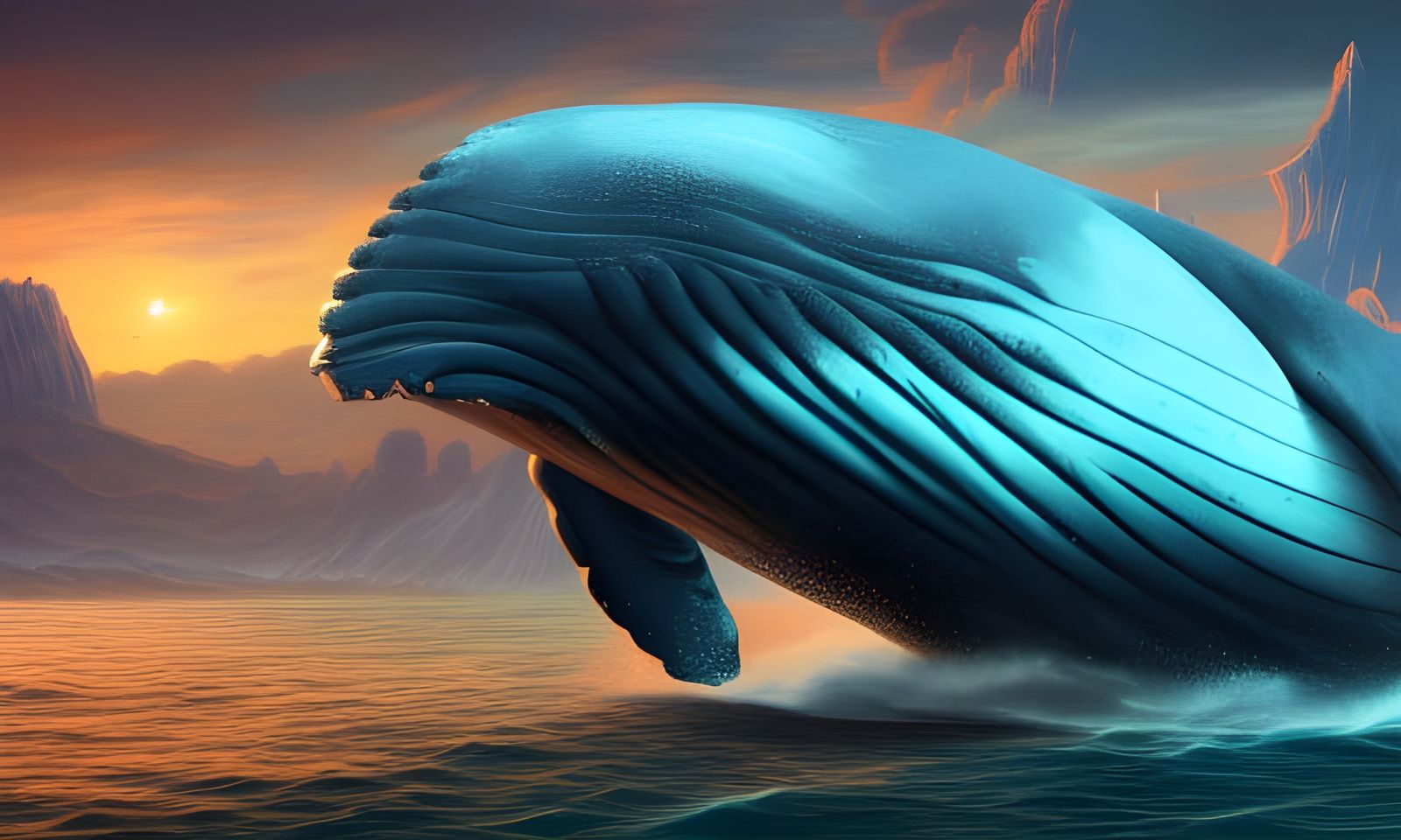 Giant Whale in Atlantis: Detailed Matte Painting