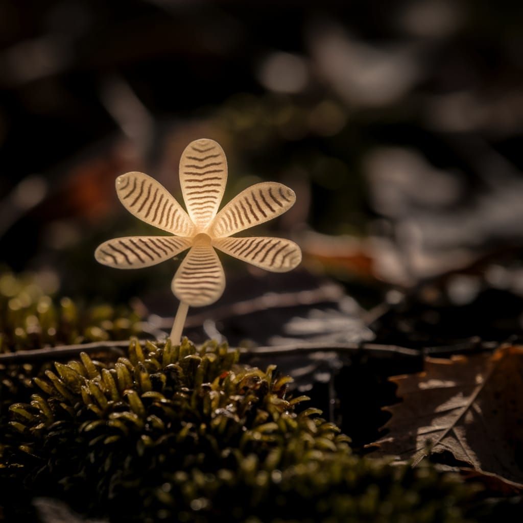 Luminous Floral Bloom in Forest Shadows