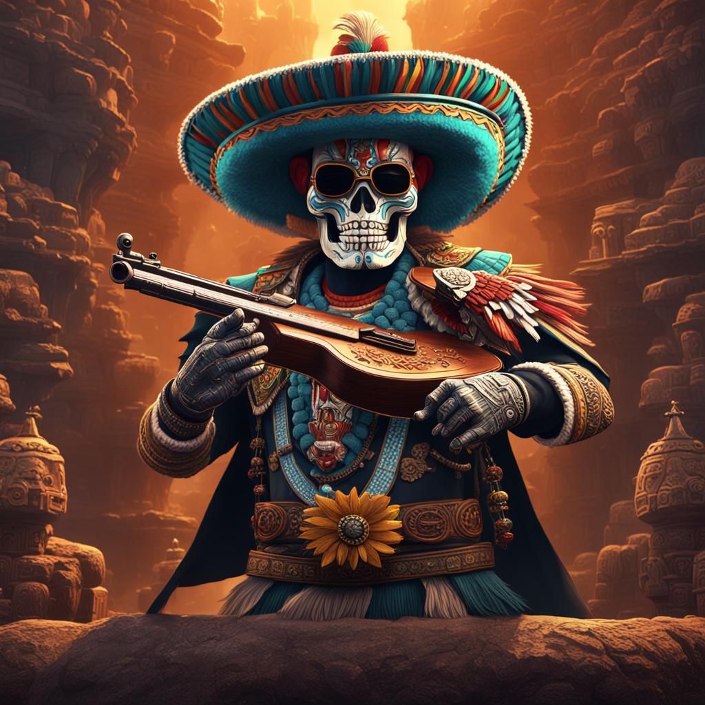 Huitzilopochtli as Mariachi Warrior God