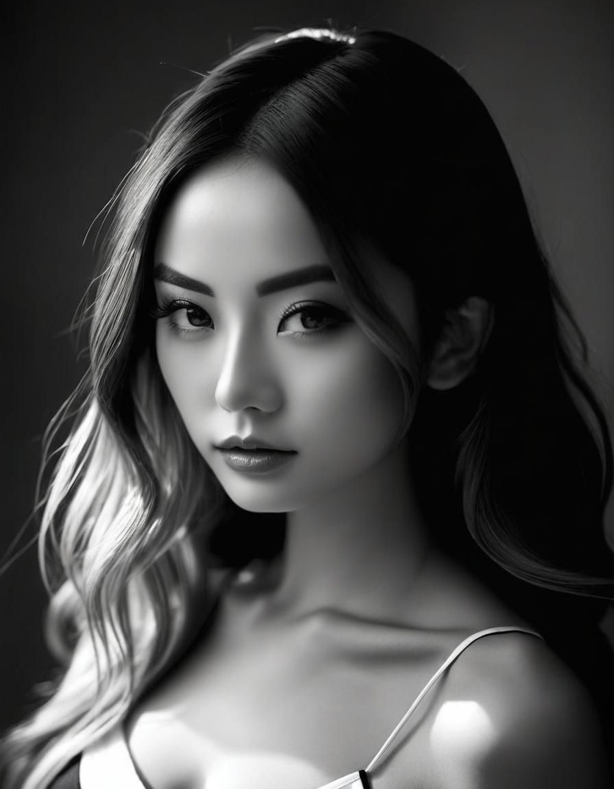 Striking Black and White Portrait of a Beautiful Woman