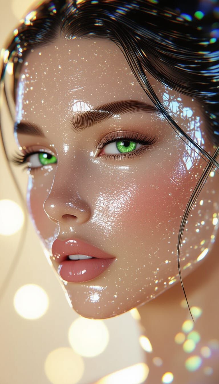 Sapphire Glass Woman: Ultra-Realistic 3D Render