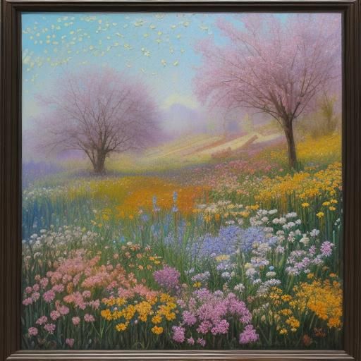 Bees and Honeycomb in Neo-Impressionist Style