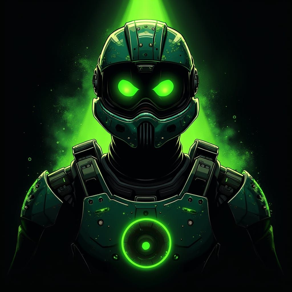 Space Warrior T-Shirt Design with Green Accents