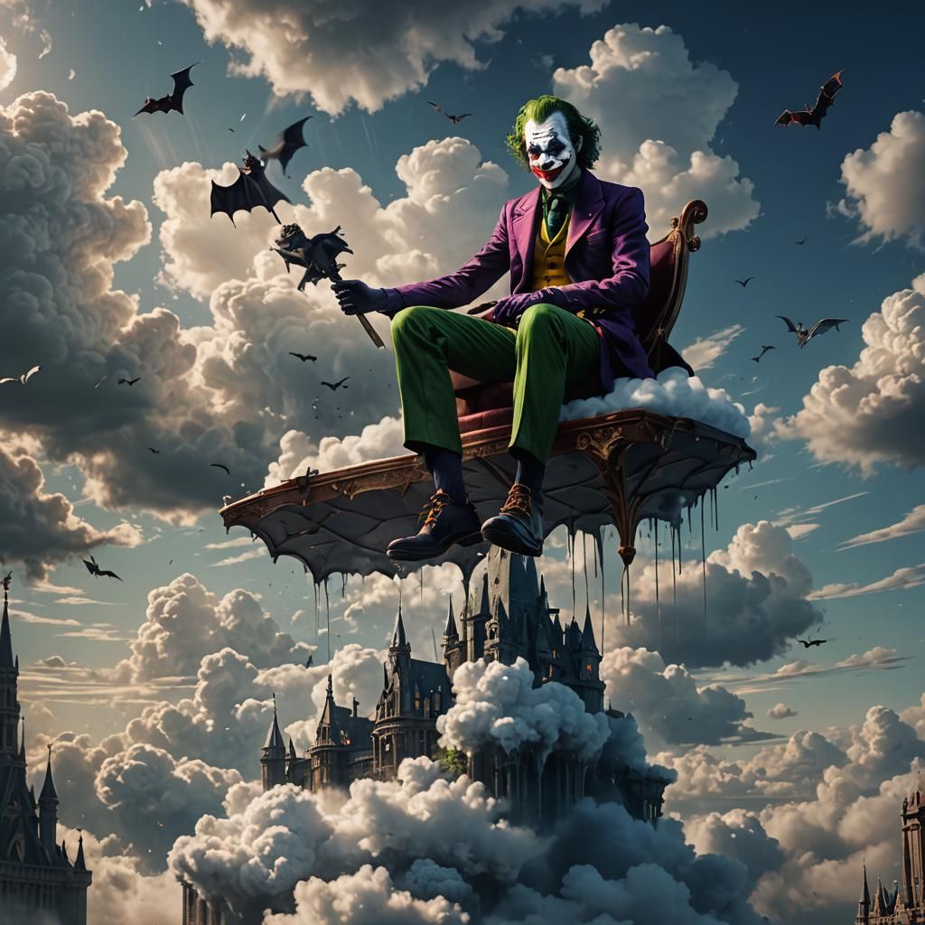 Joker in the Sky with Bat: Fantasy Concept Art
