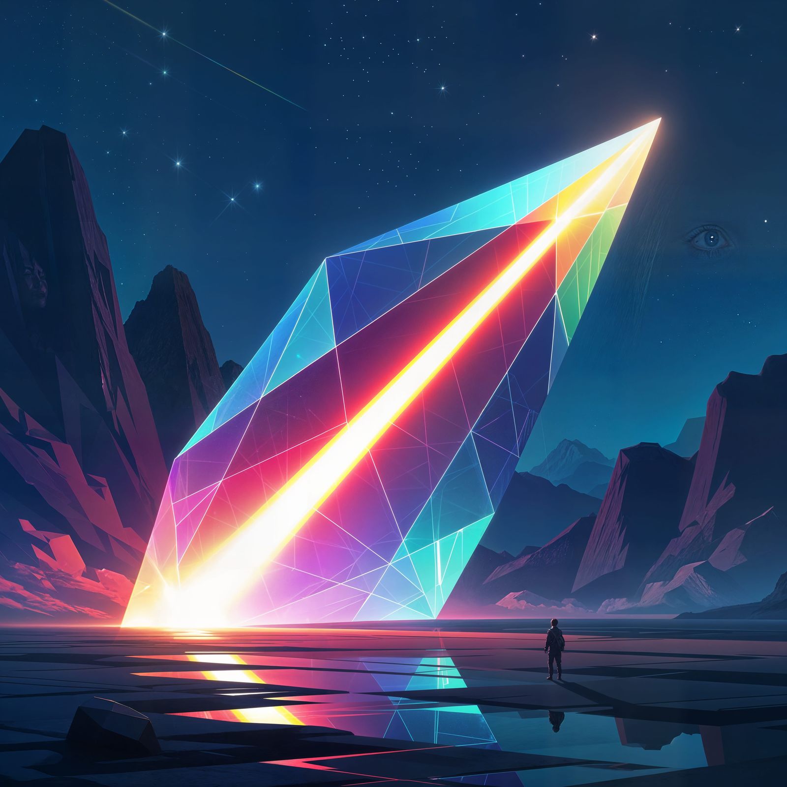 The ray laser cast from a giant bright prism