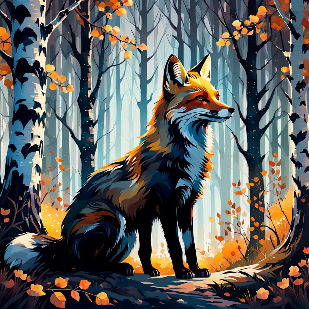 Enchanting Fox Silhouette Amidst Autumn Splendor