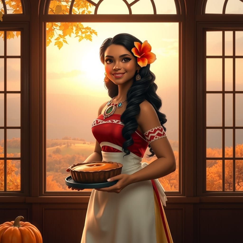 Princess Moana in Autumn Fairy Tale Landscape