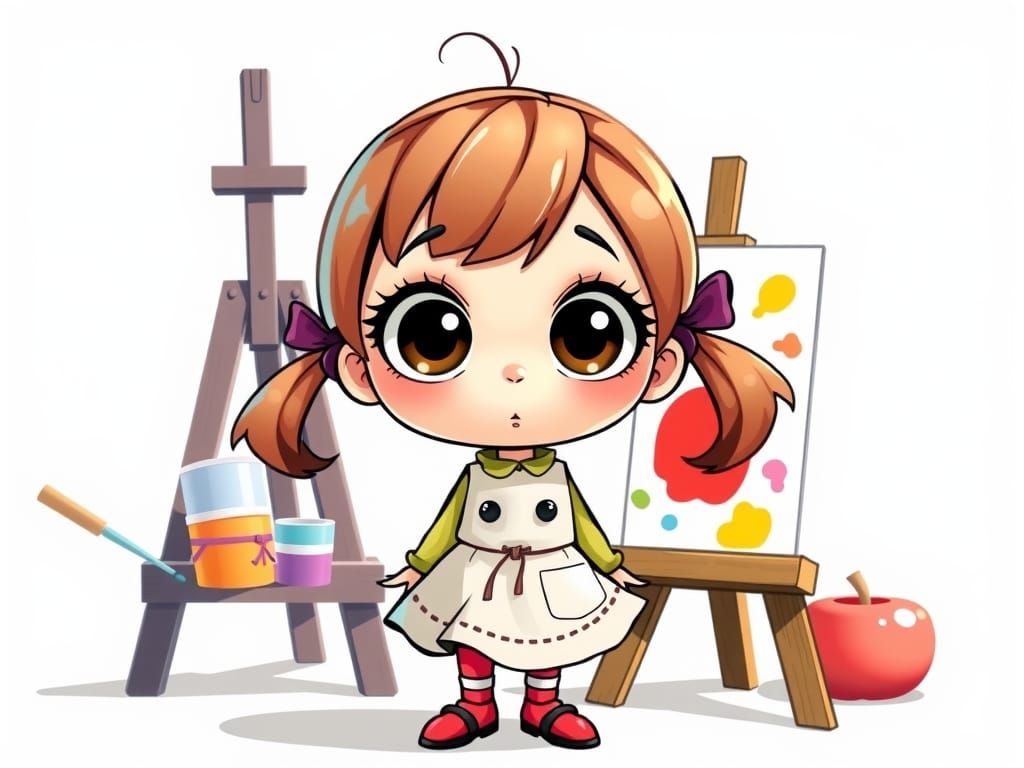 Surprised Girl Illustration in Quentin Blake Style