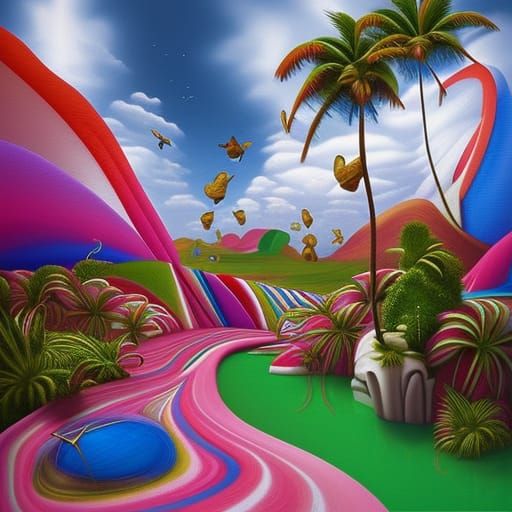 Giant Sphinx on Beach in Oil Painting Style