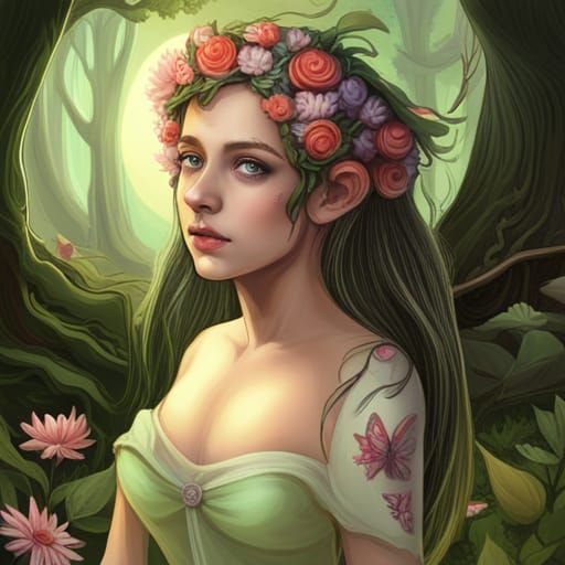 Elegant Fae Princess in Enchanted Woodland
