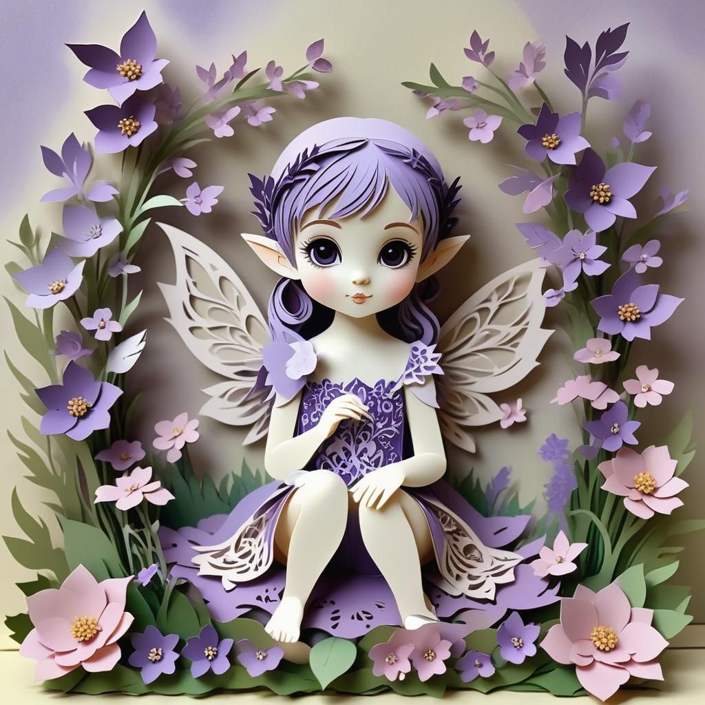 Delicate Kirigami Art of Baby Elf Girl