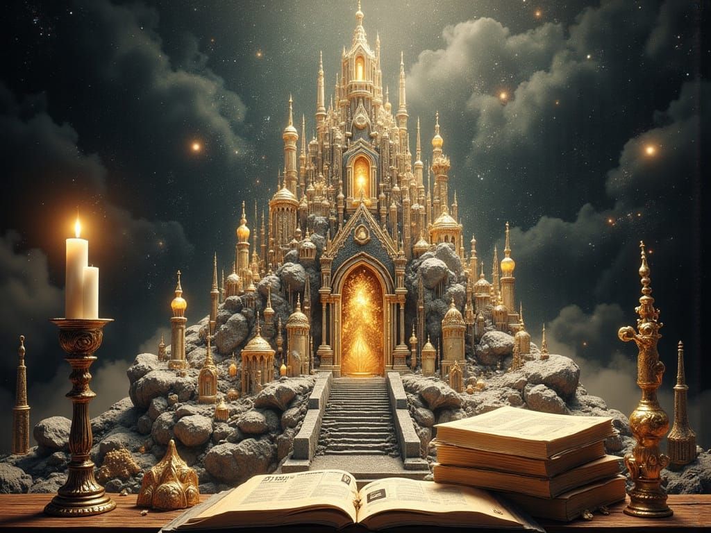 Fantasy Temple City on Key, Digital Illustration