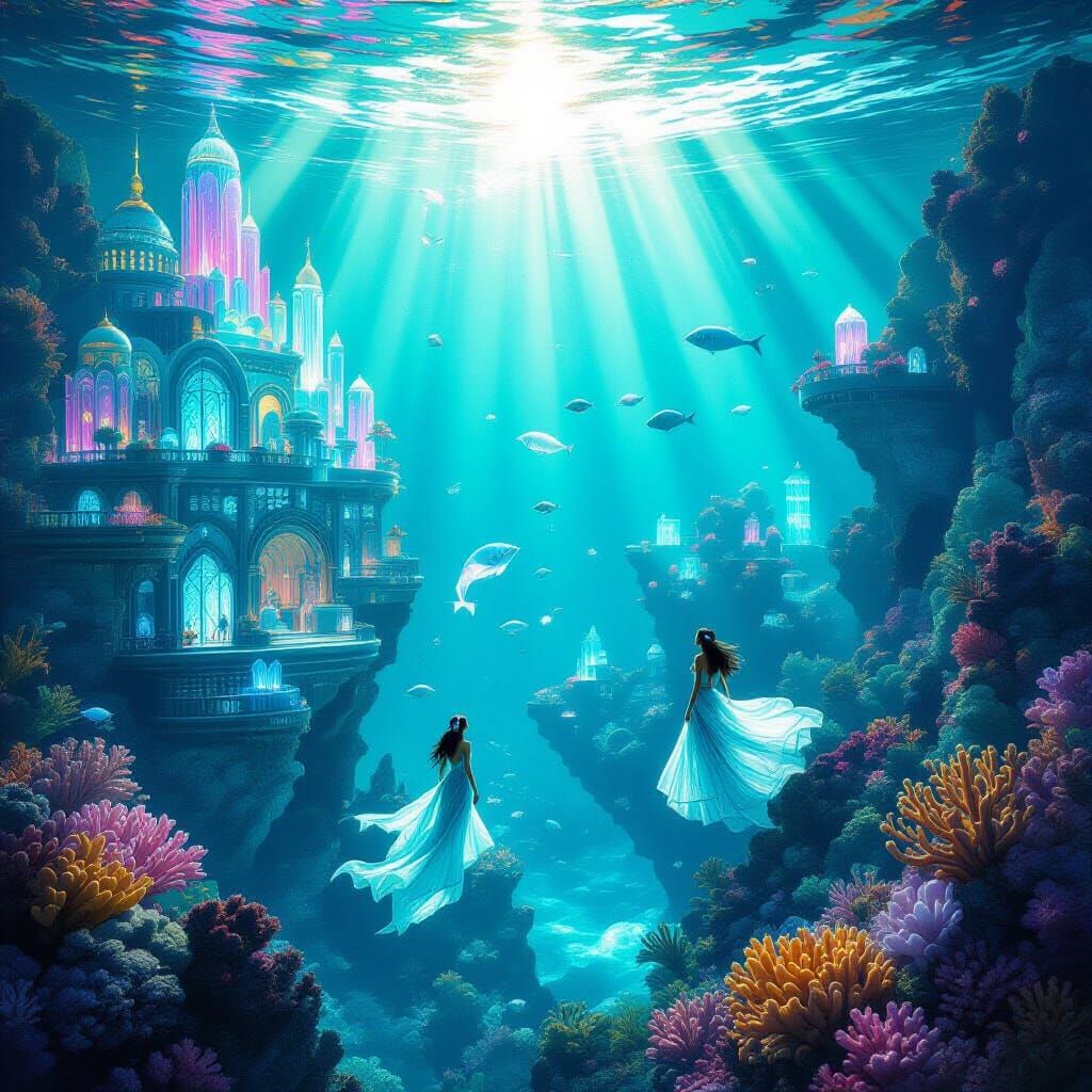 Ethereal Underwater City of Coral and Light