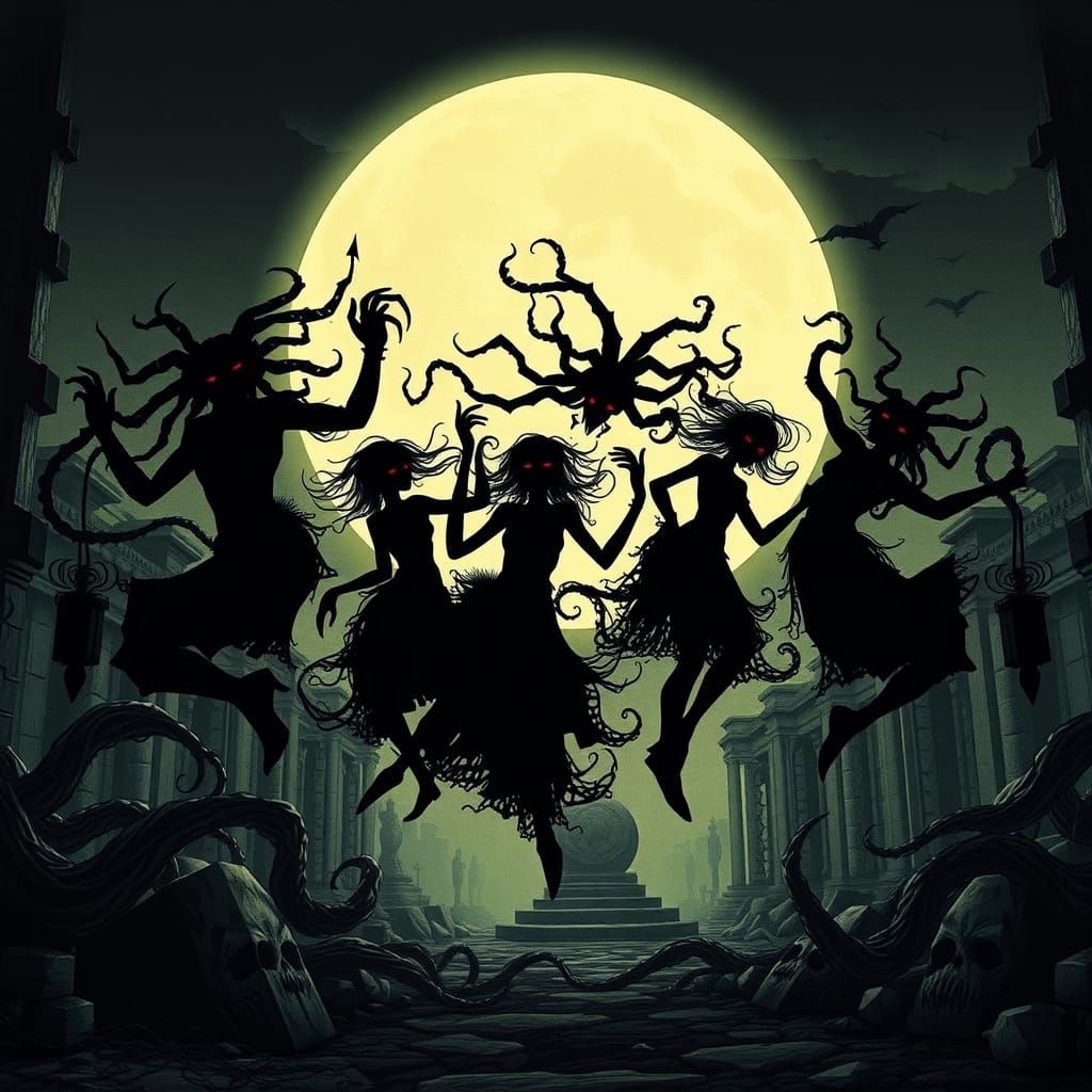 Ethereal Dancers in a Ruined City: Silhouette Animation