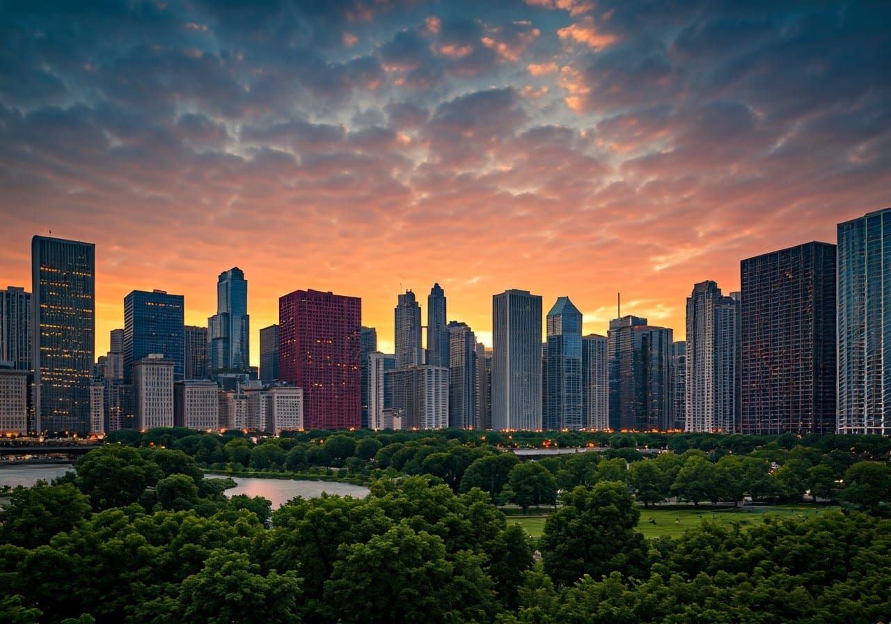 Chicago Skyline at Sunset: City Photography