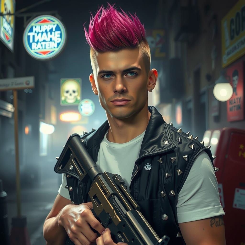 Confident Russian Bratva Enforcer in a Haunting Night Alley