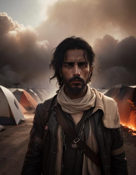 refugee walking away from danger